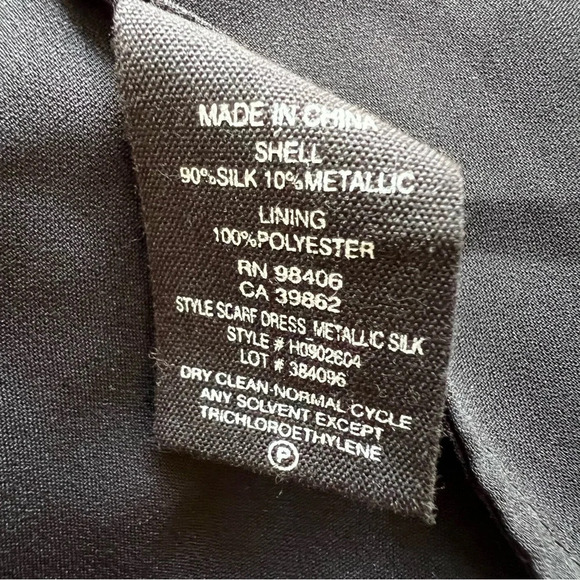 New! Theory Metallic Silk Scarf Dress/ Black 17999 - Picture 12 of 13